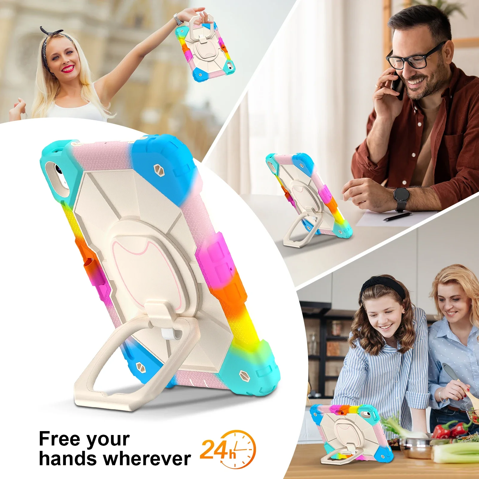 حافظة لجهاز iPad Pro 2025 M4 13 11 Air 4 5 6 7 8 9 10th Generation حافظة صغيرة 10.2 10.9 بوصة 360 دوران حامل غطاء لوحي صلب