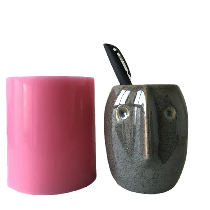 

Girl Makeup Brush Storage Pen Holder Silicone Mold Concrete Flowerpot Mould Resin Plaster Chocolate Cake Decorating Tools