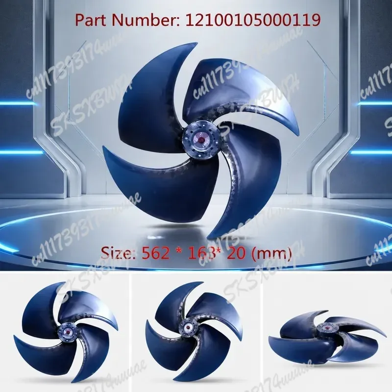 For Midea Central Air Conditioner External Fan Blade 12100105000119 Replacement Part 562x163x20mm AC Unit Cooling Fan Wing