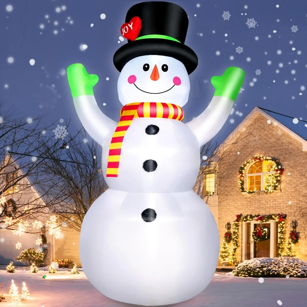 

10 FT Christmas Inflatables Snowman Outdoor Yard Decorations, Giant Blow Up Snowman, Built-in Bright LED Lights, Huge Xmas Blowu