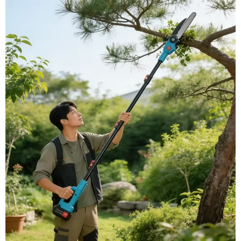 Tijeras de poda eléctricas para ramas altas, herramienta de jardín, podadora eléctrica telescópica, motosierra telescópica a batería, 전동 고지톱