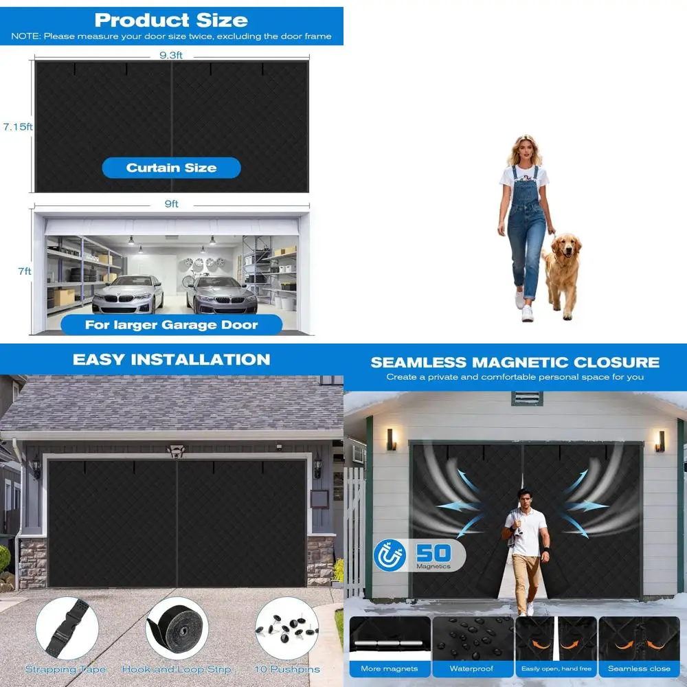 

Winter Insulated 9x7ft Garage Door Curtain, Thermal Waterproof Polyester Cover