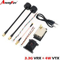 AneegFpv 3.3G 4W FPV VTX Analog Video Transmitter Kit  3.3G VRX with RHCP Antenna For Skyzone/fatshark FPV Glasses