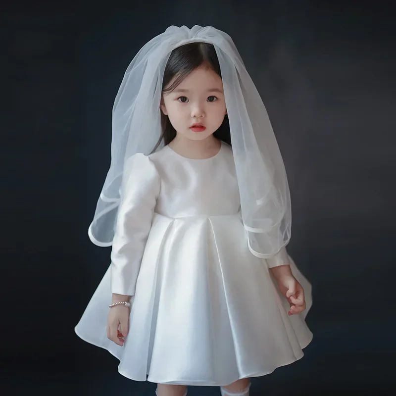 

Flower Girl White Baptism Dress Children Bridemaid Wedding Dresses For Kids Gowns Girls Boutique Party Wear Elegant Frocks