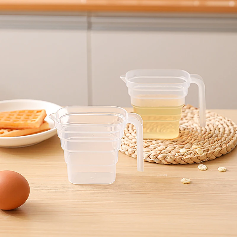Plástico Transparente Graduado Medição Cup, Household Kitchen Baking Tool, Handle Design Copos, 250 ml