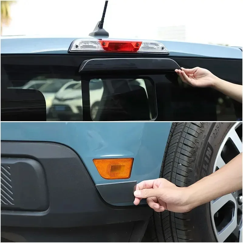 

For Ford Maverick 2022-2025ABS Blackened Car High Mounted Brake Light Front Bumper Turn Light Trim Protect Cover Car Accessories
