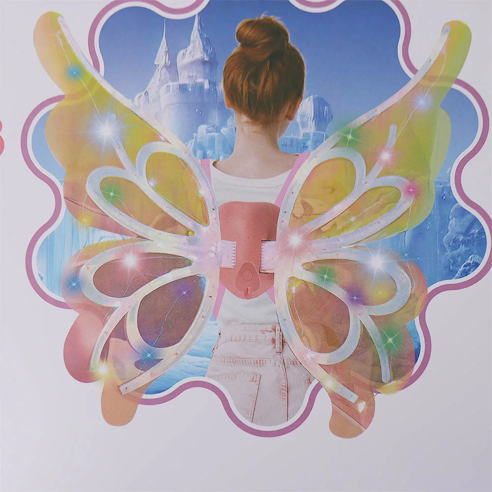 Ailes de papillon électriques LED créatives avec musique légère, ailes mobiles, ailes de fée électriques scintillantes, sangle réglable colorée et brillante