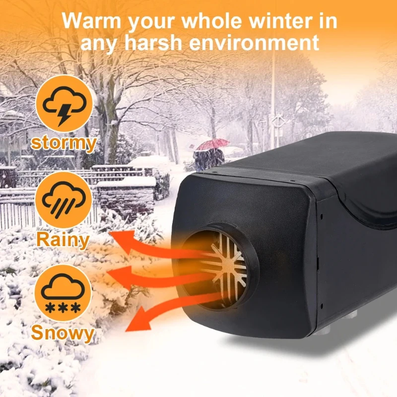 

12V/5kW RV Diesel Heater with LCD Display and Silent Switch, suitable for cars, trucks, boats, RVs, and parking heaters.