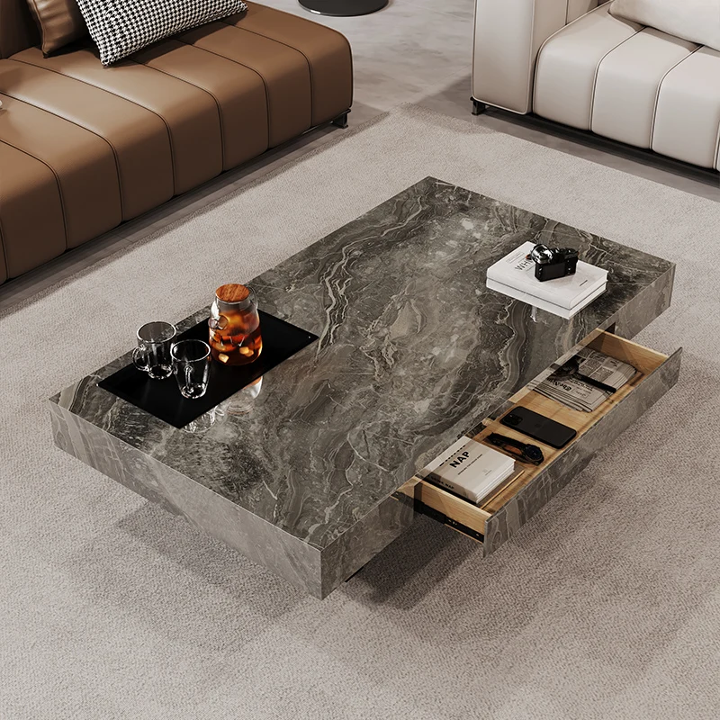 Italian minimalist rock slab coffee table light luxury high-end living room