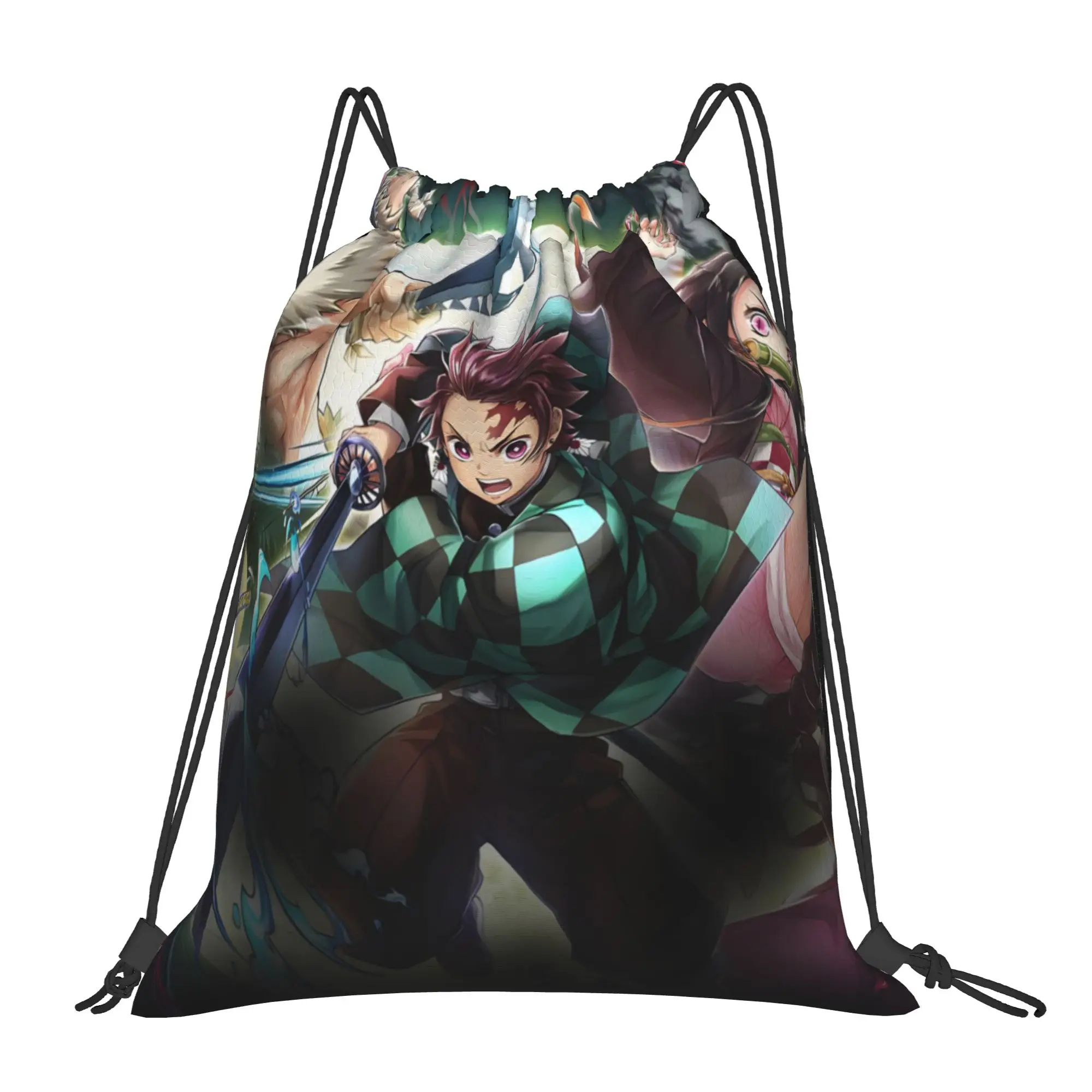 1 pc Demon Slayer Kimetsu no Yaiba  Drawstring Bags Sports Storage Backpack School Shoe Bag