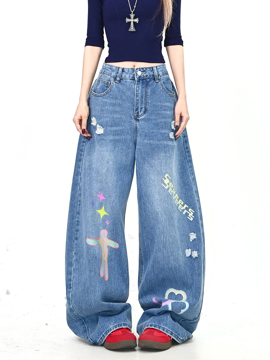 

Женские широкие джинсы Waed Denim свободного кроя, весна 2026, новинка, американский уличный стиль, удобные повседневные брюки