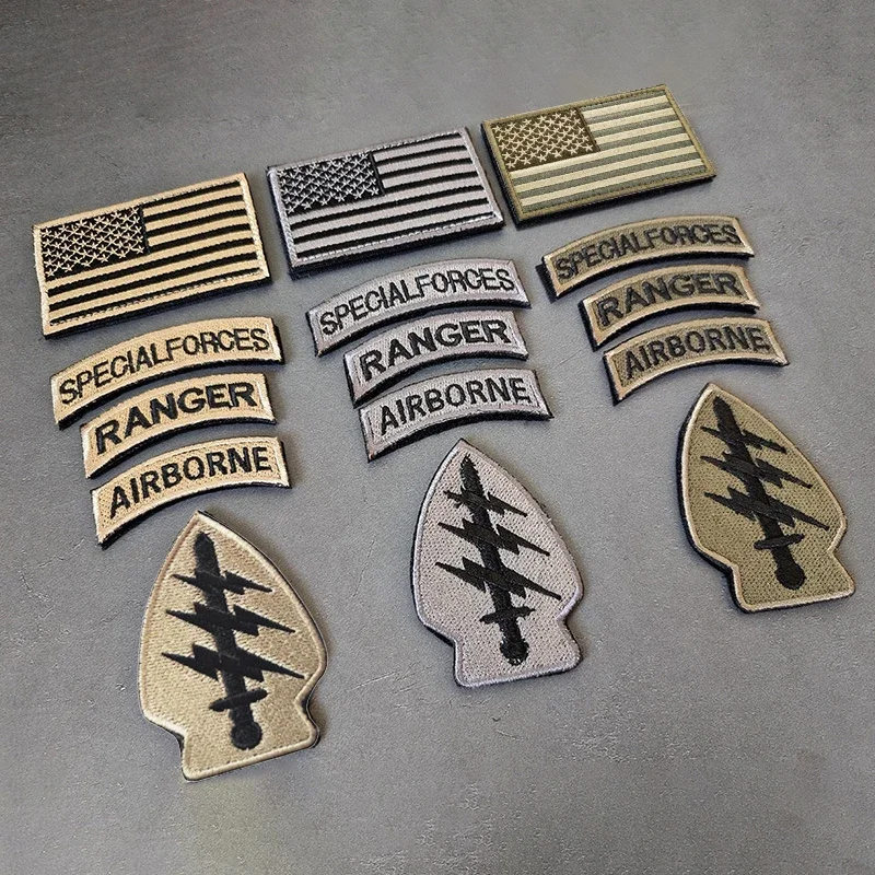 USA Lightning Badge  Military Tactical Appliques Sewing Stickers Embroidered Hook&Loop Patches for Clothes Backpack