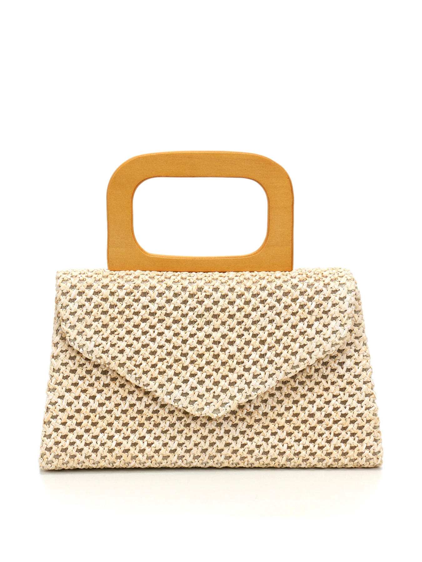 Straw Woven Clutch Bag with Top Handle, Gold Chain Crossbody Purse, Summer Beach Bag with Lock Closure for Women Party, Wedding