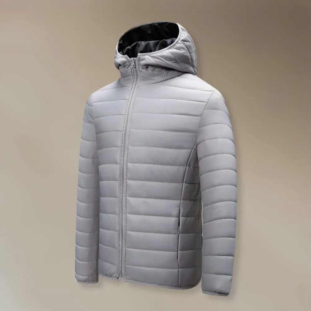 Cotton Hooded Coat Zip-up Cotton Jacket Men's Winter Hooded Cotton Coat with Thickened Padding Windproof Cold for Warmth