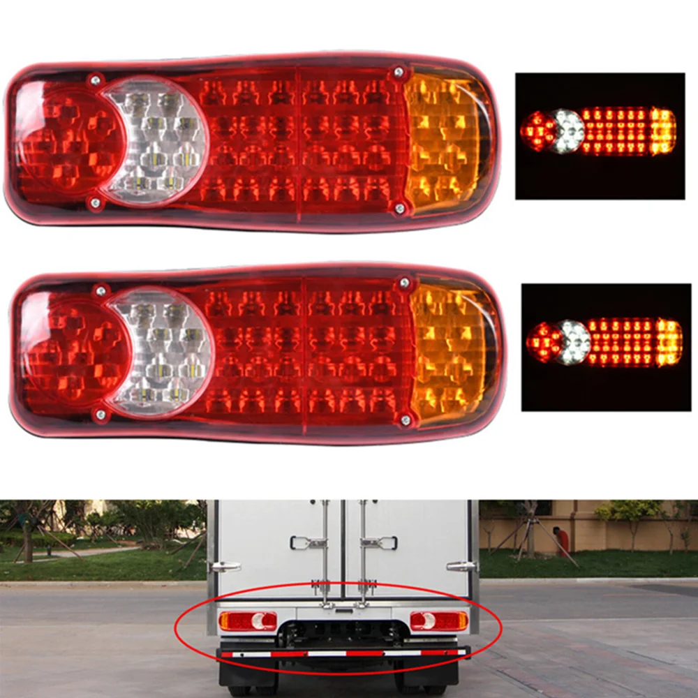 

2PCS LED REAR TAIL LIGHTS LAMP 1 PAIR 12V /24V Trailert Caravan Truck Lorry 46 LED Universal LED Anti-collision Warning Light