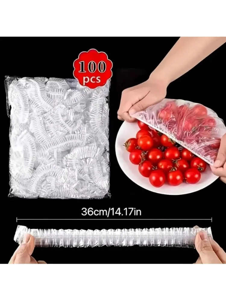 Sac de stockage des aliments élastique Transparent réutilisable, 100 pièces, couvercles d'enveloppe en plastique extensibles, joint de plaque de bol, sacs de rangement non parfumés
