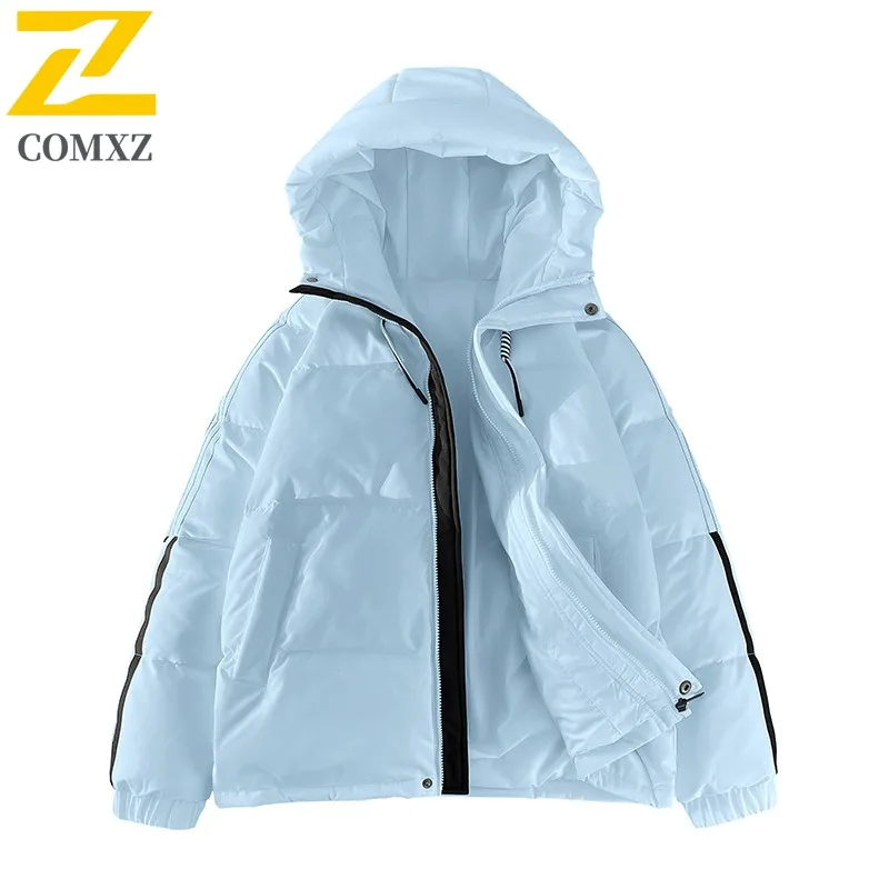 

COMXZ ​Men Solid Color Hooded Cotton Jacket American Style Winter Loose Fit Casual Warm Coat Windproof Thickened Outdoor Parka​