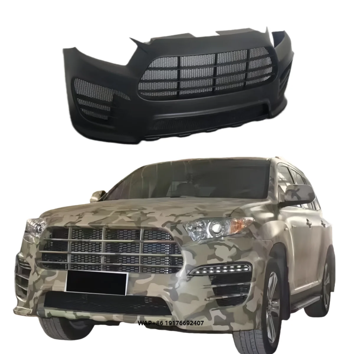 

2007-2014 fortoyota Highlander Tuning Body Kit Front Bumper Rear Bumper LED Daytime Running Lights Tail Throat Car Exterior