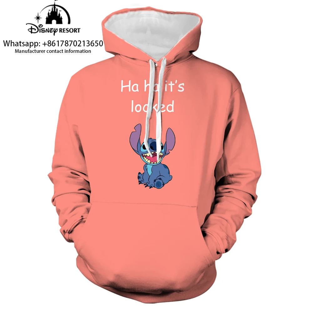 Sudadera con capucha de Lilo y Stitch para niño y mujer, suéter informal con estampado 3D, estilo callejero, y2k, Primavera, 2024