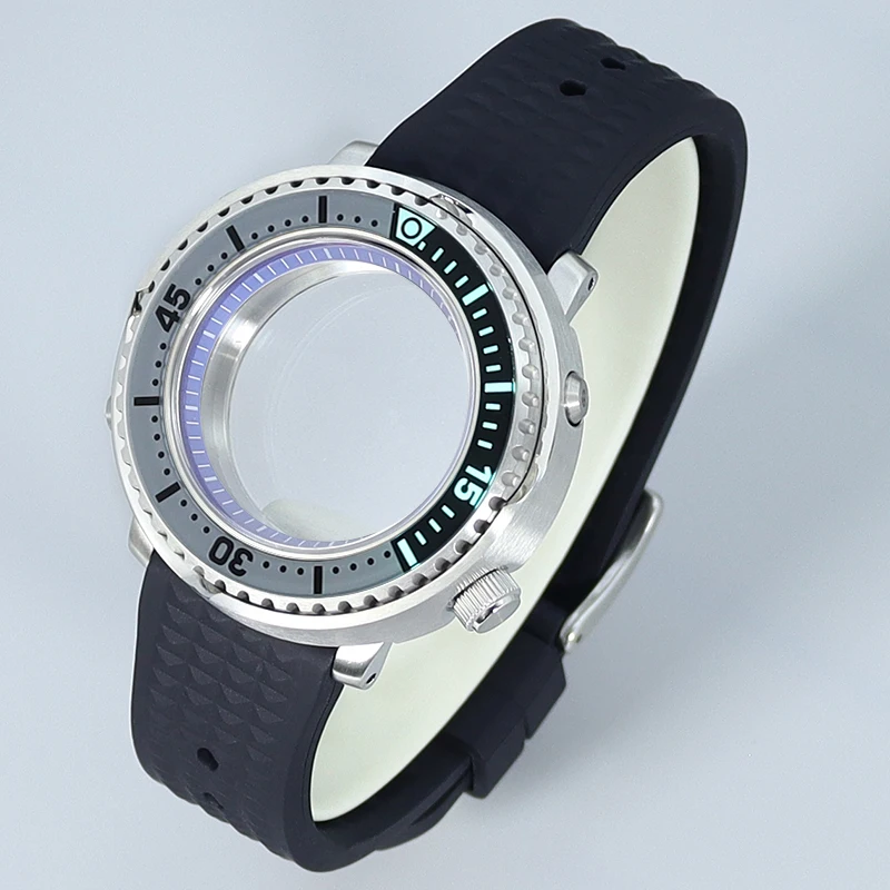 

43mm NH35 Watch Cases With chapters Ring Sapphire Glass For Nh35 Nh36 Nh34 Nh38 Nh70 Movement Mod Tuna Canned C3 Luminous bezel
