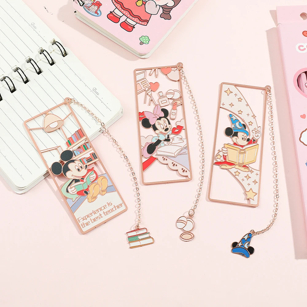 Anime Disney Cute Mickey Minnie Bookmarks Metal Book Mark Collection Gift for Book Enthusiasts Stationery School Supplies