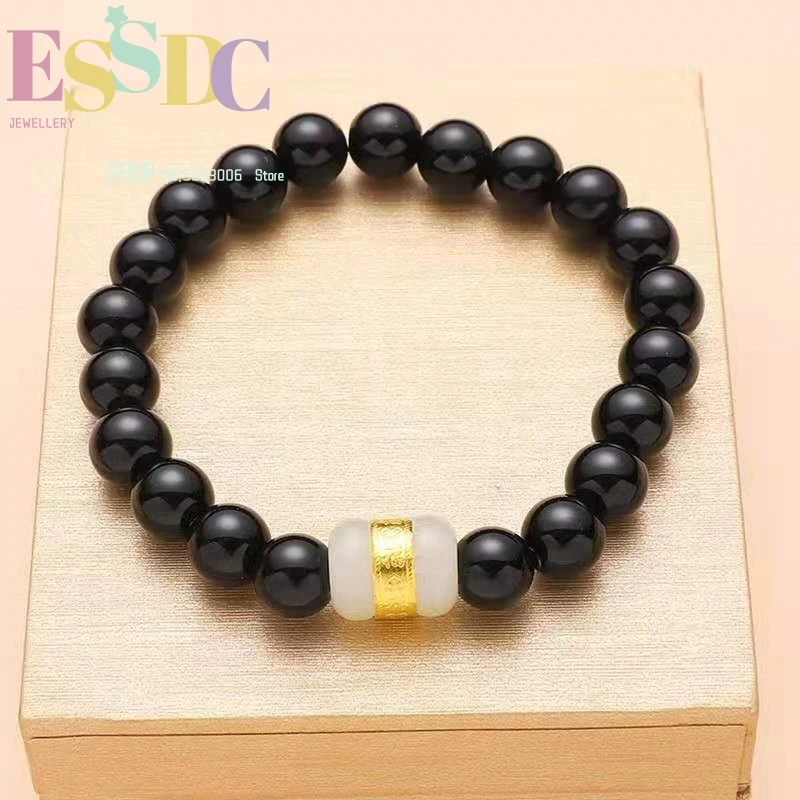 

Nature Handmade Fashion Trendy 10mm Red Agate With Hetianjade Bracelet Women And Men Lucky Gifts