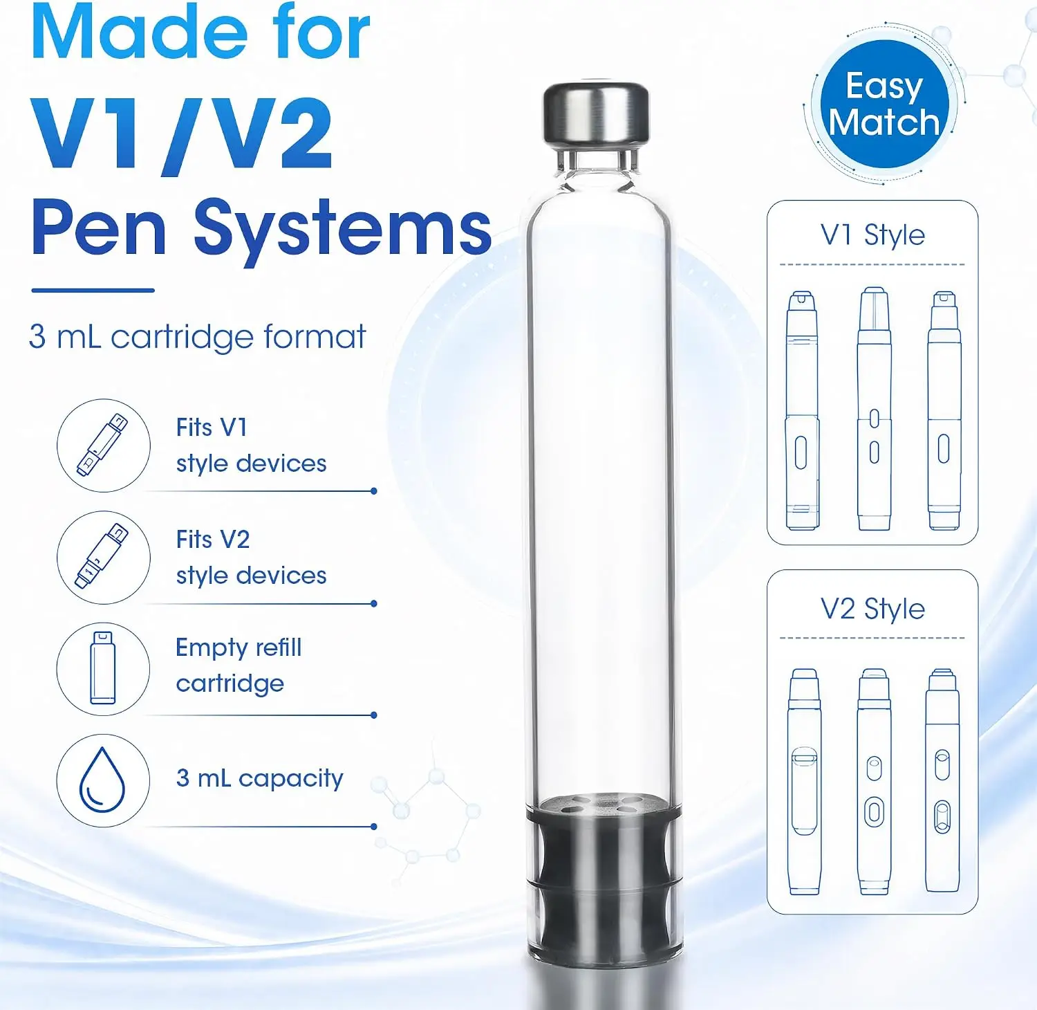 10/30/50pcs Sterile Individually Packaged 3ml Insulin Pen Cartridge Disposable Insulin Injection Consumable Sleeve for V1 V2 Pen