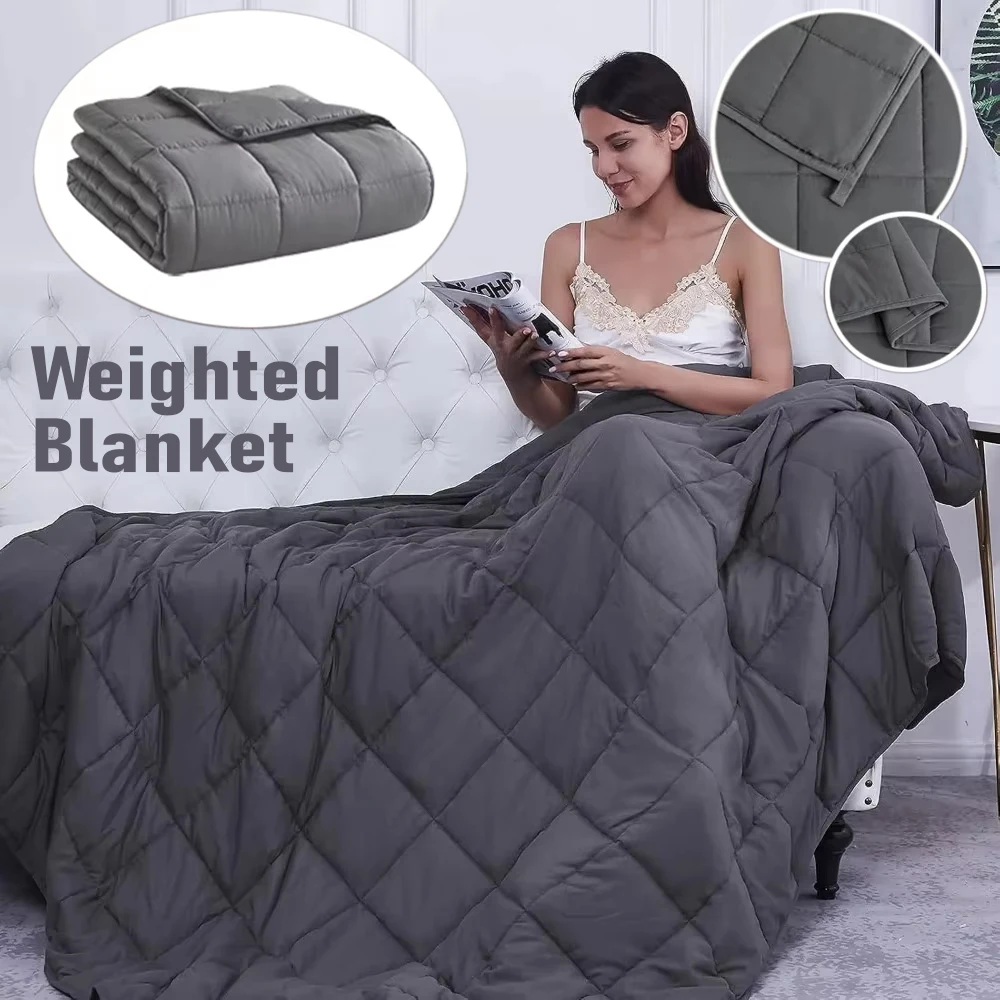 1PC Comfortable Relieve Stress Weighted Blanket Soft Polyester Weighted Blanket for Adult Decompression Sleep Aid Weighted Quilt