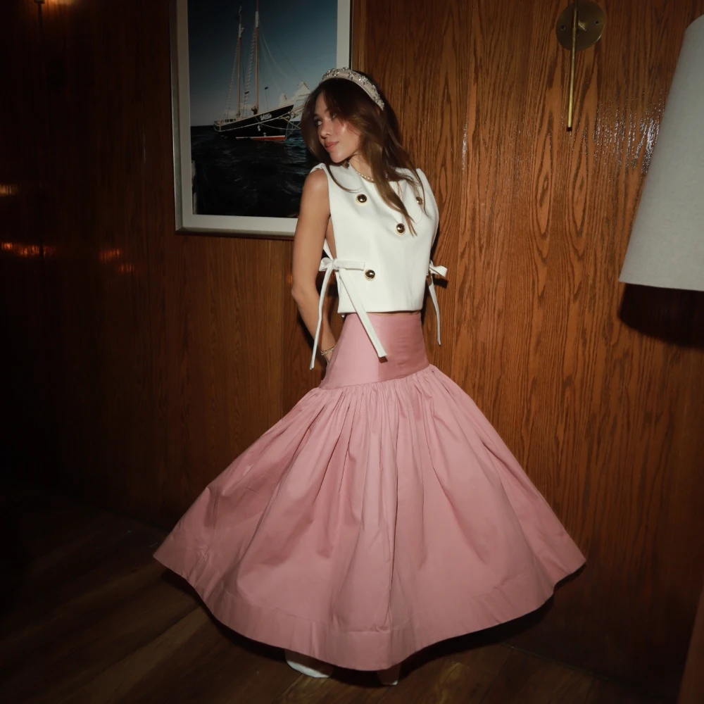 2026 Trending Dusty Pink Maxi Skirts for Women, High Waist Fluffy Full Circle Floor Length Skirt, Ruffle Ruching Vintage Boho