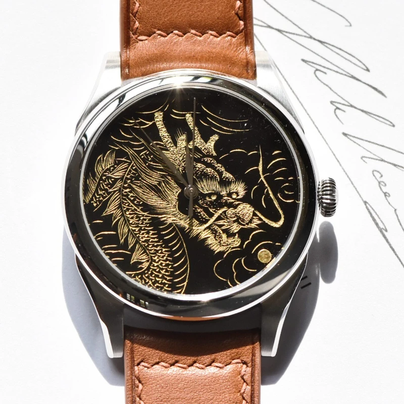 

Intangible Cultural Heritage Lacquer Gold Craftsmanship Gold Dragon Spit Ball Limited Edition Watch Mechanical Movement Guochao