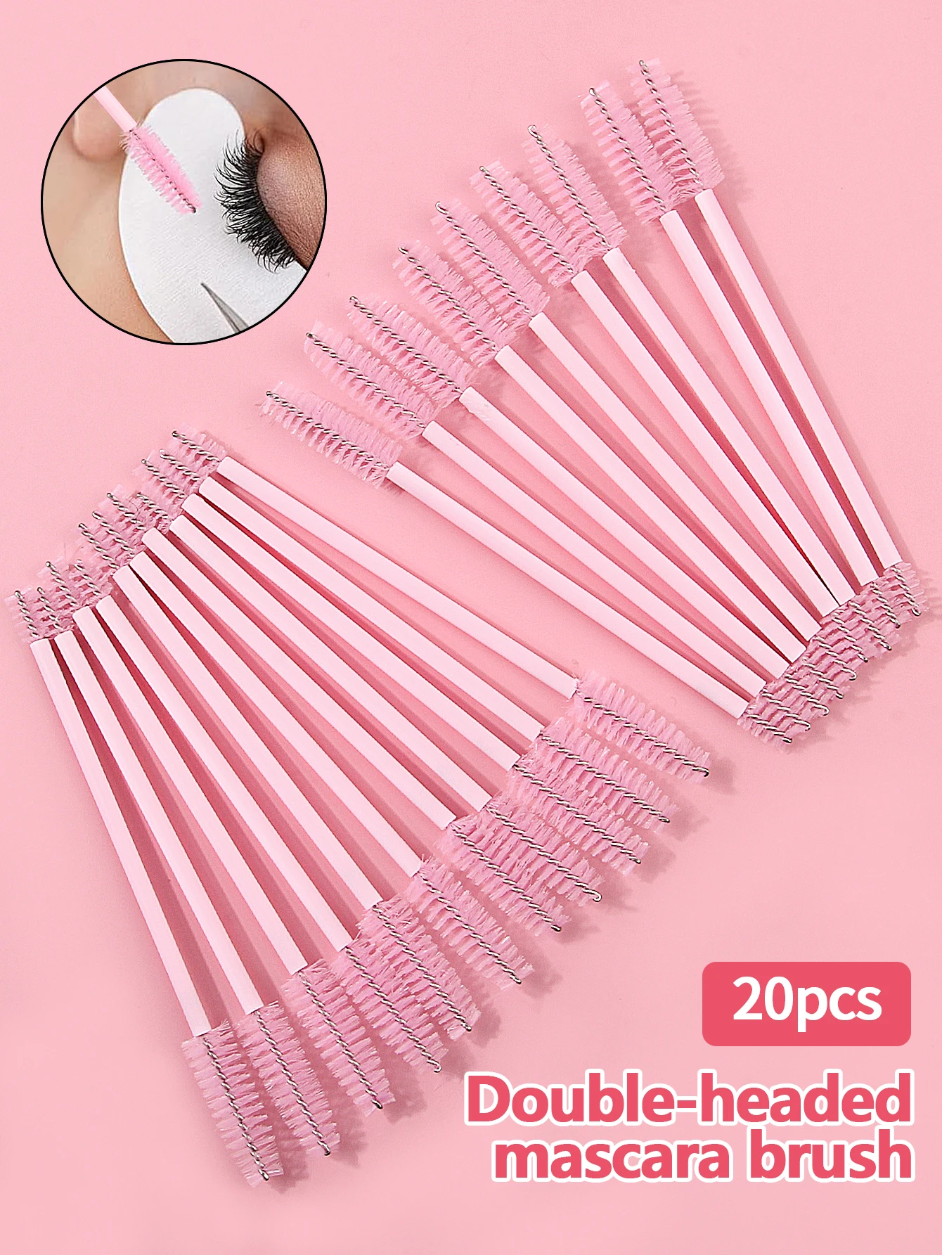 20pcs Flexible Double Ended Eyelash Brushes Eyebrow Brush Reusable  Eyebrow Mascara Wands Spoolies Makeup Tools