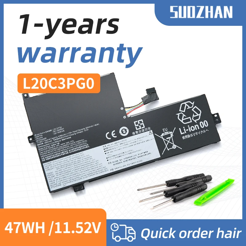 

SUOZHAN L20C3PG0 Laptop Battery For Lenovo ThinkPad 100E 300E 500E Chromebook GEN 3,Flex 3 11M836 L20D3PG0 L20M3PG0 L20L3PG0 L20