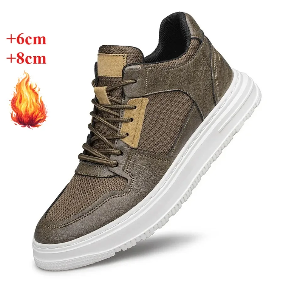 

Men Height Increase Sneakers Elevator Shoes for Men 6cm Sports Casual Shoes Invisible Inner Heightening 8cm White Big Size Shoes