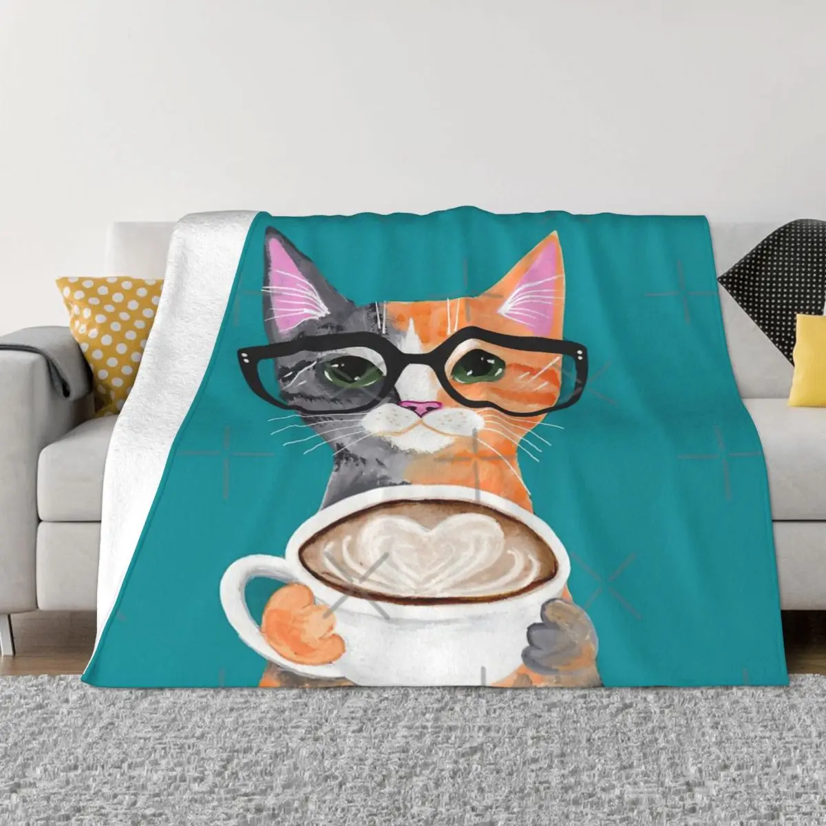 

Kitten'S Latte Of Love Quilt Blankets Couple Blankets Thin Wadding Blanket Throw Blanket