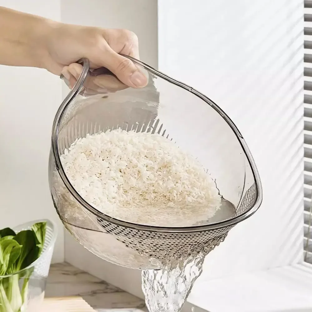 Rice Washing Bowl Plastic Colander Sieve Vegetable Drainer Basket Kitchen Tools Food Beans Sieve Fruit Drainer Kitcchen Gadget