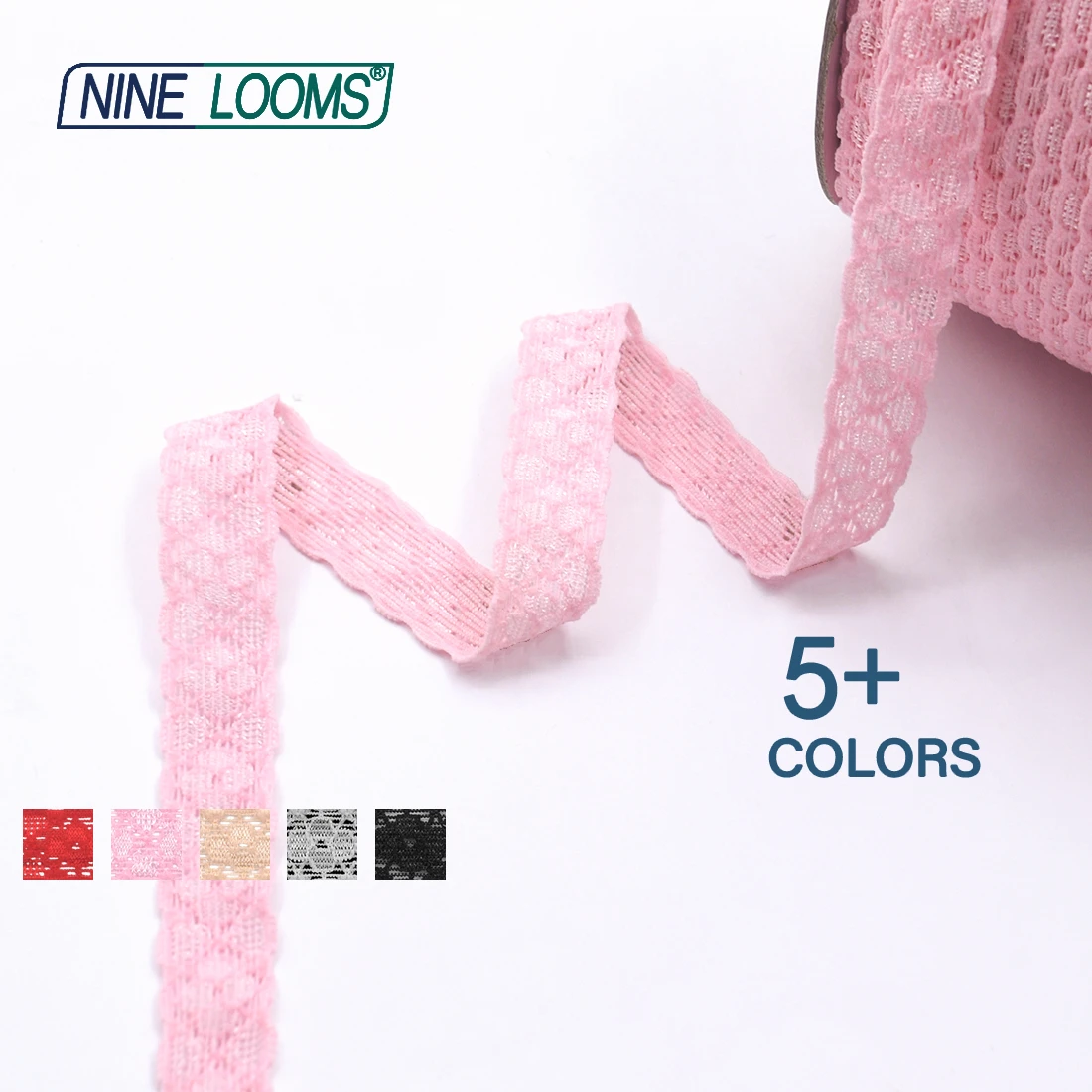 NINE LOOMS Lace Trim Elastic 3/4