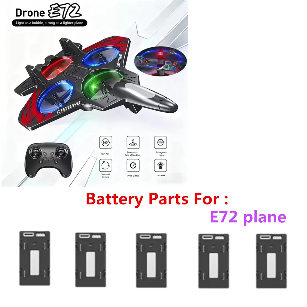 

E72 RC Foam Airplane Battery 3.7V 350mAh E72 Propeller Blade E72 RC Plane Accessories E72 Airplane Battery Parts