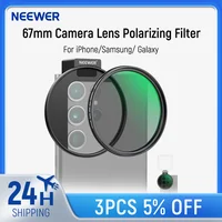 NEEWER Filtro CPL para teléfono, filtro polarizador de lente de cámara de 67 mm con clip de teléfono de zapata fría de metal compatible con iPhone 15 Pro