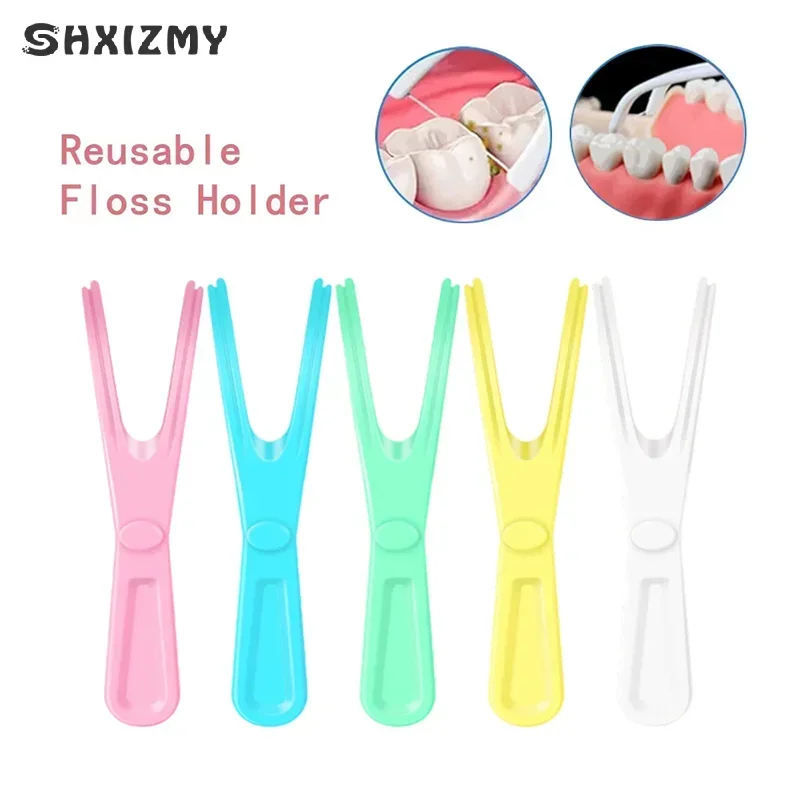 

1/5Pcs Y Shape Plastic Dental Floss Rack Reusable Pick Holder Teeth Clean Care Tool Without Dental Floss Oral Hygiene Toothpick