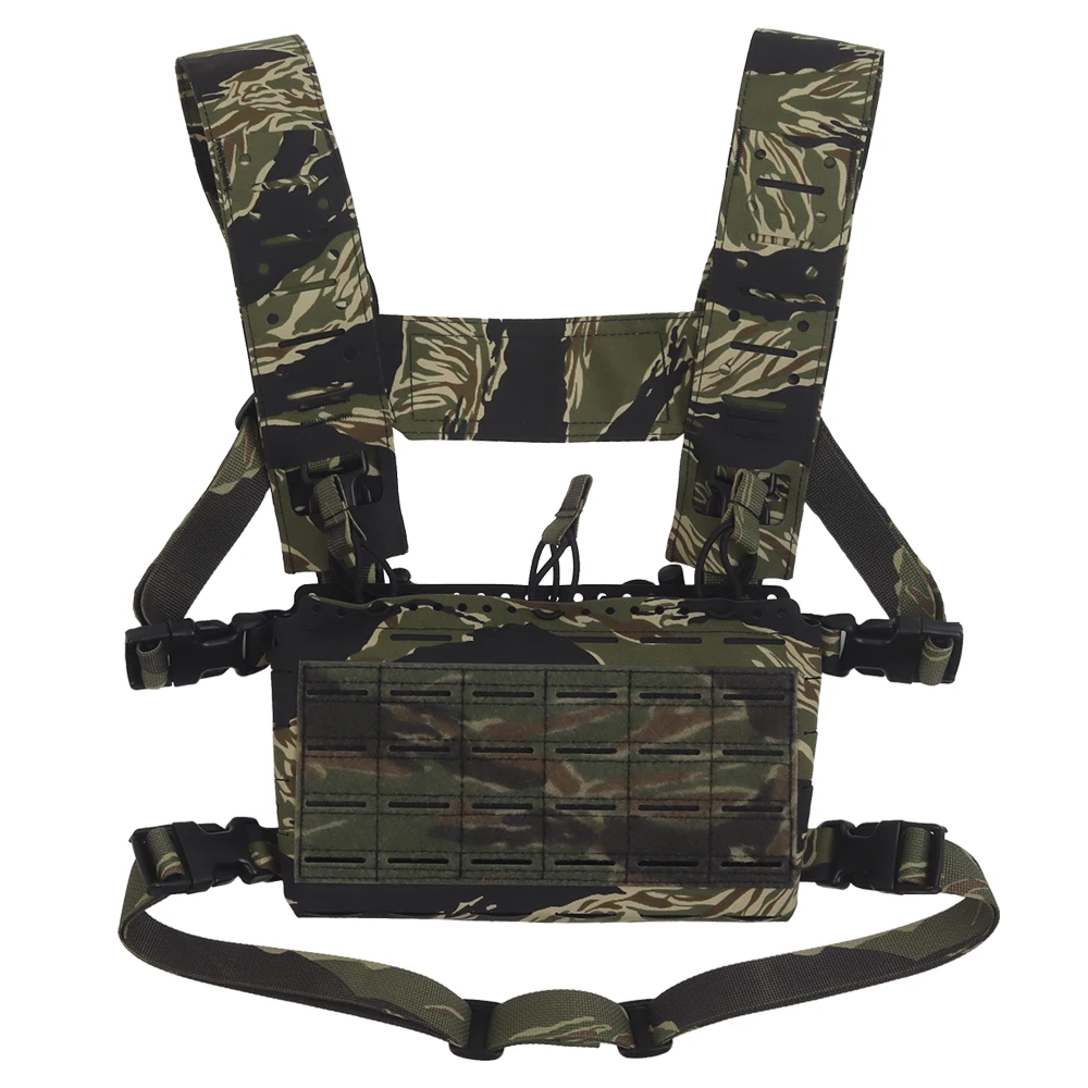 

2-in-1Tiger StripeTacticalVest LV119 Modular System Functions as Chest Rig orPlateCarrier, IncludesTriple MagPouchMissionAirsoft