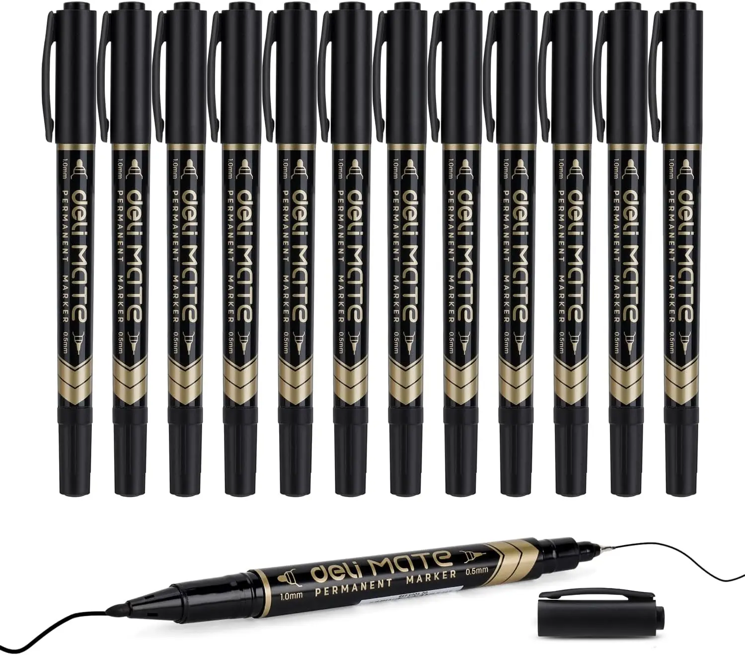 

Twin Tip Permanent Markers, Fine & Ultra-Fine, Black, 12-Pack for Office & School