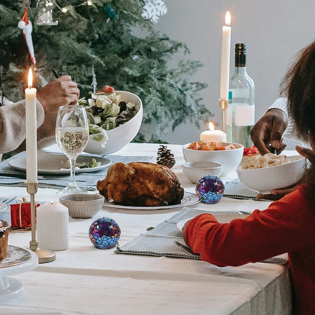 

4Pcs Decorative Glass Ball Mosaic Sphere Orbs for Home Wedding Party Tabletop Decor Centerpiece Craft Ornament Display