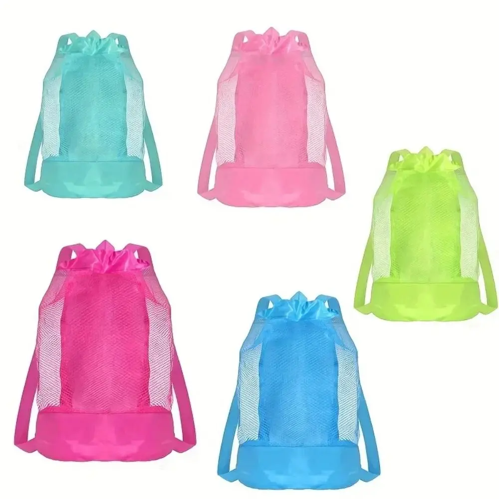 Sand-Resistant Beach Backpack Extra-Large Drawstring Closure Mesh Beach Bag Adjustable Straps Net Backpack Bags
