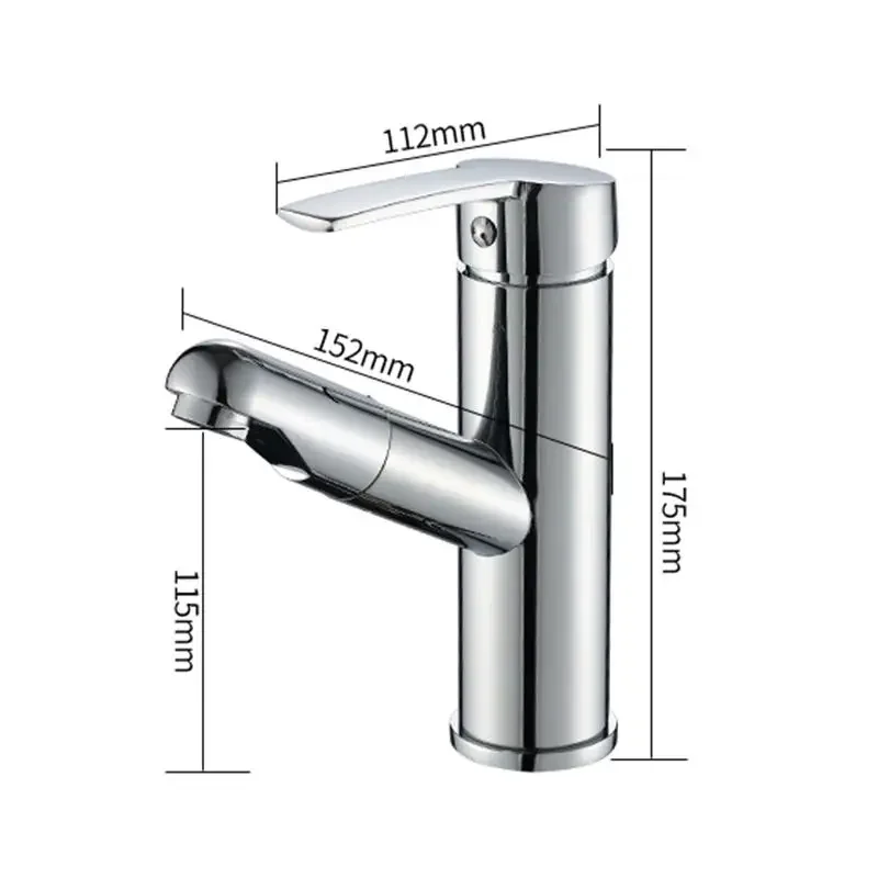 Single Handle Pull-out Bathroom Basin Faucet Hot And Cold Water Countertop Installation Faucet Water Mode