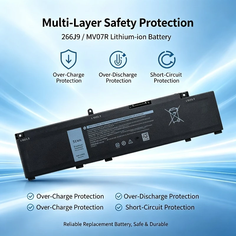MV07R Laptop Battery 266J9 11.4V Li-ion Replacement Battery for Dell G3 3500 3590 3790 G5 5500 5590 P89F High Performance