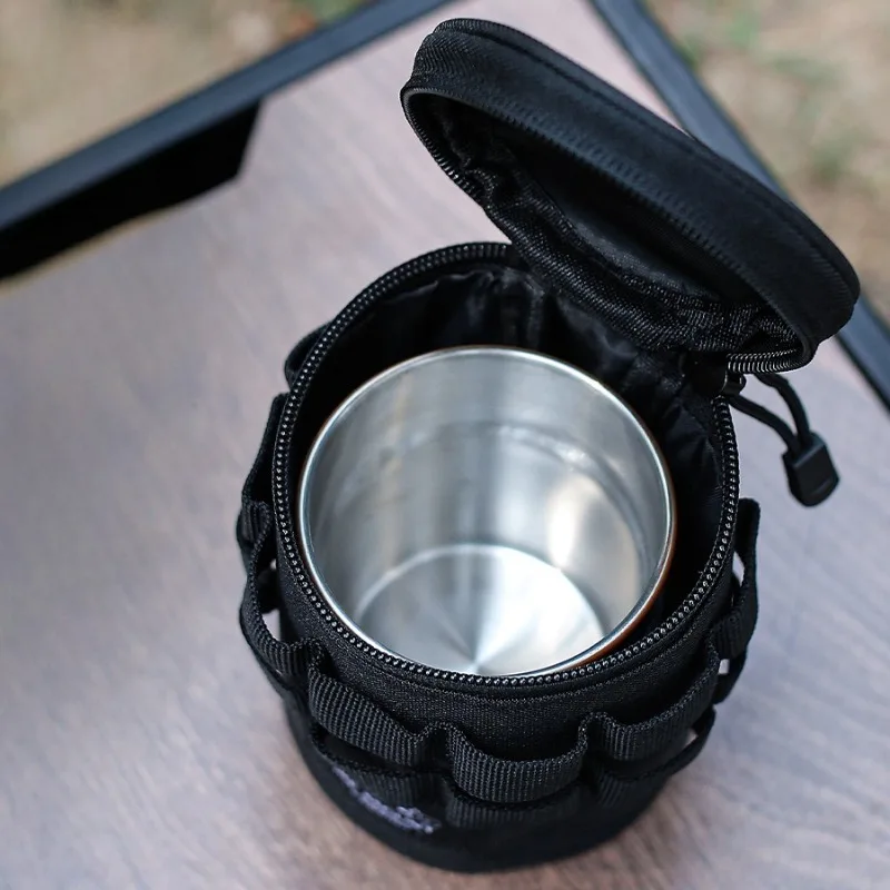 في الهواء الطلق التكتيكية متعددة الوظائف حقيبة التخزين حامل أكواب البيرة كوب ماء العزل الغطاء الواقي التخييم التنزه كوب ماء حقيبة