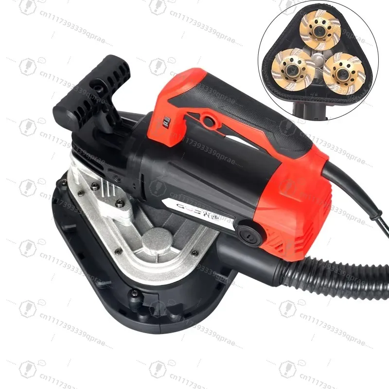 Dustless Handheld Triple-Head Concrete Grinder Perfect For Floor Wall Edge Grinding Putty Smoothing Renovation Projects 220V