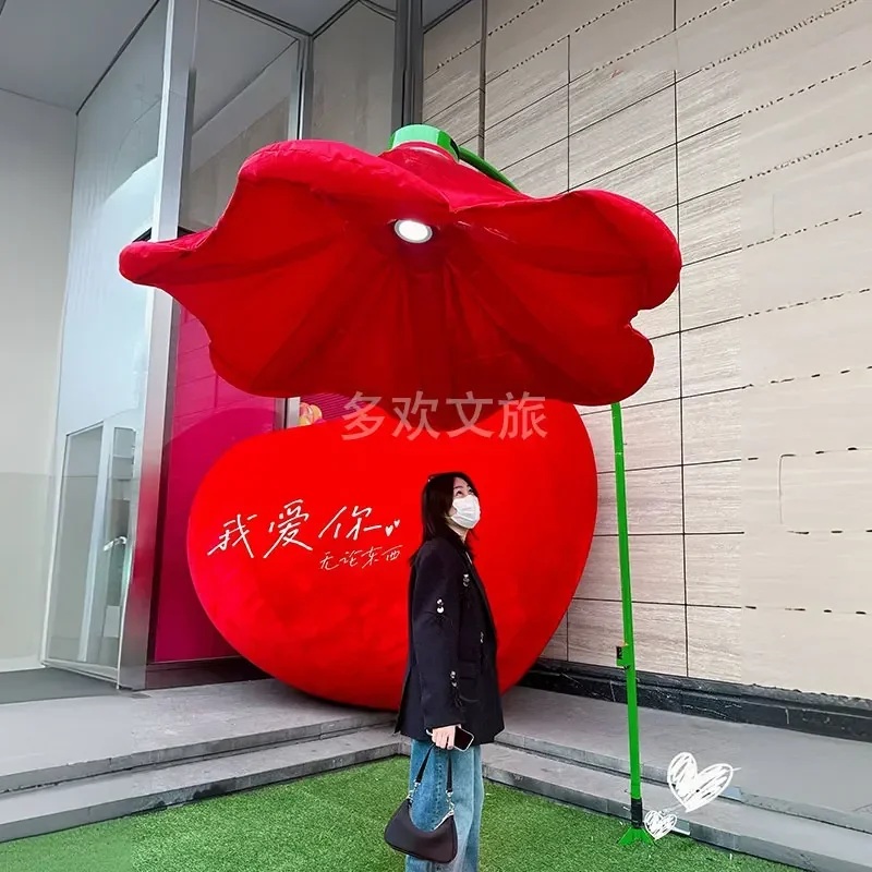 Interactive Large Flower Lights sensor made automatically bloom turn on when pedestrian approach for city street park