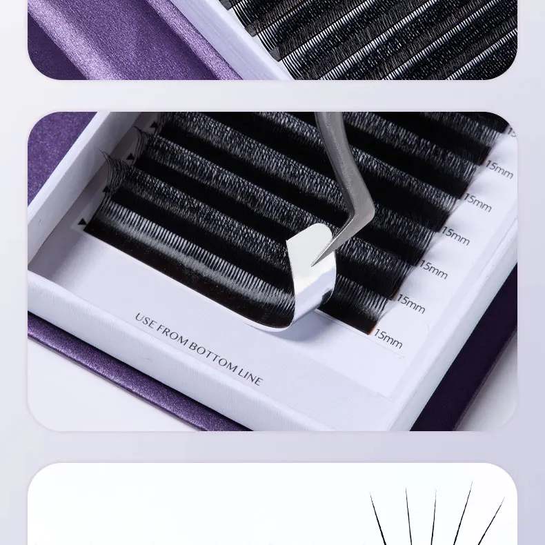 DeceMars V-förmige 5D Wimpernverlängerungen Matt Schwarz 12 Reihen/Tray für Make-up – Detail 14