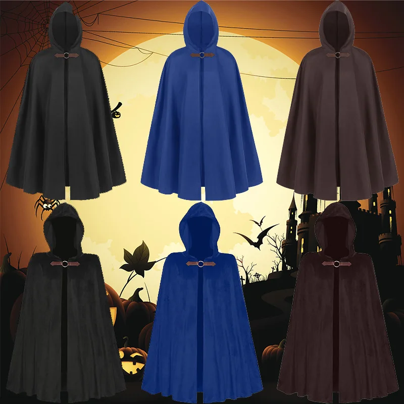 

Новинка 2026: Мужской и женский викторианский капюшон-накидка, средневековый костюм на Хэллоуин, короткий ренессансный плащ с капюшоном, бархатный плащ лучника-охотника